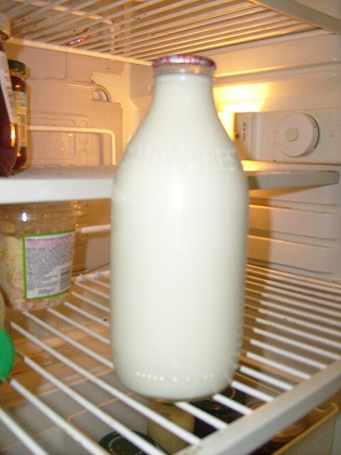 A milk bottle — related dairy packaging, not the original carton