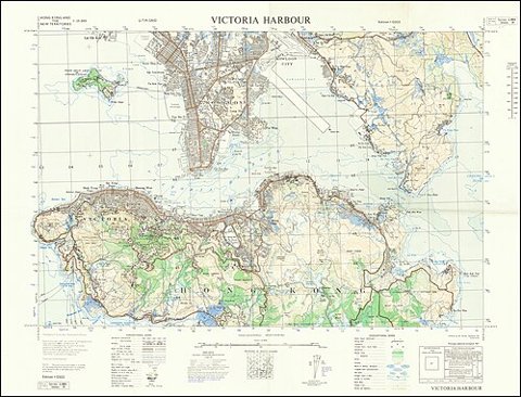A 1957 map of Victoria Harbour, Hong Kong