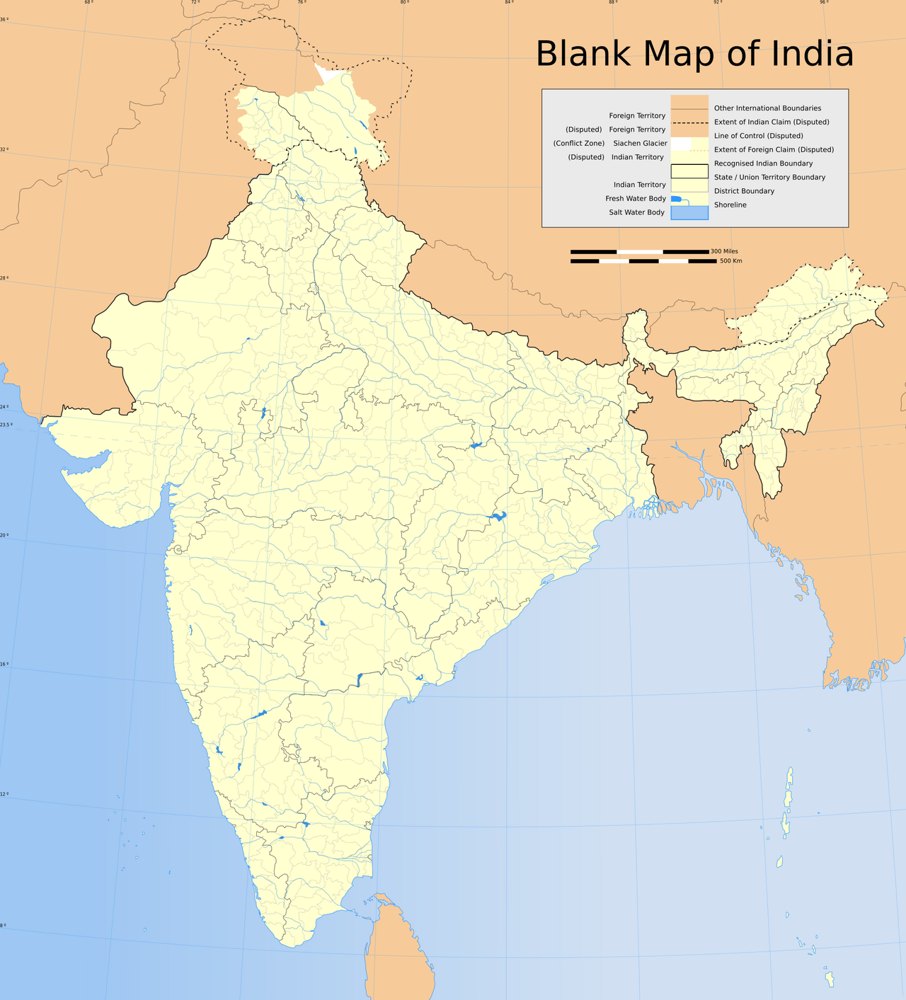 Modern map of India — geographical context, not the study’s mortality map