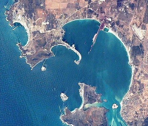 Saldanha Bay viewed from space — location context
