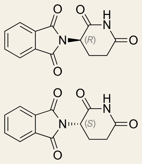 Chemical structures of thalidomide enantiomers