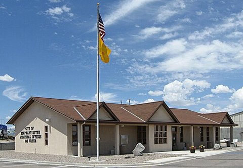 Elephant Butte municipal offices — town context, not the crime scene